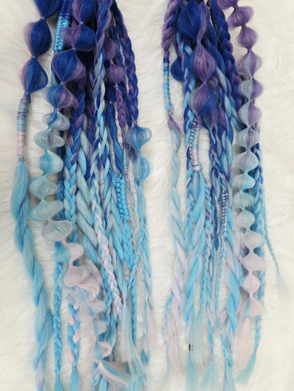 Handmade Synthetic Braid Hair Extensions - Blue/Purple rave Festival Dragon